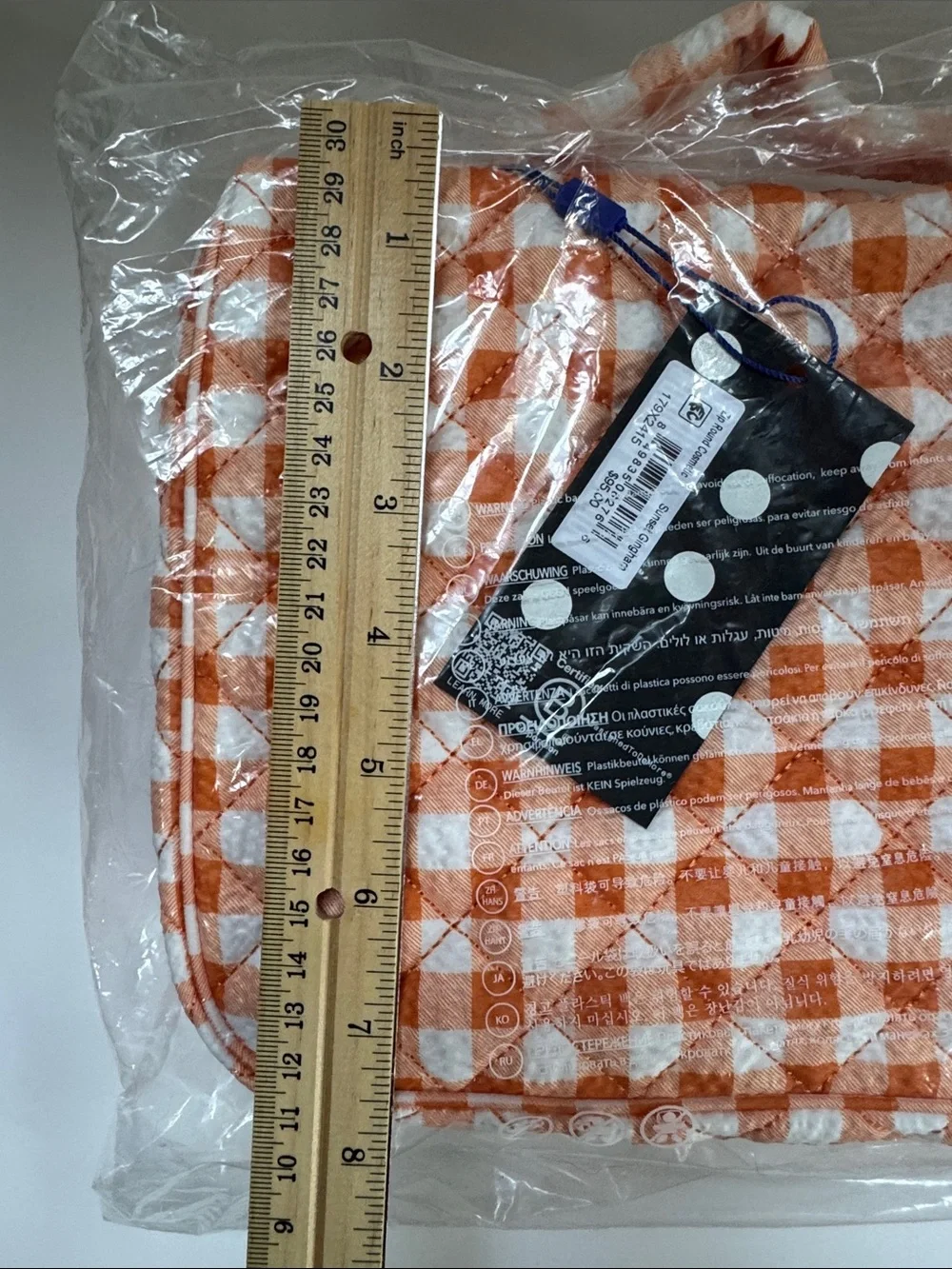 MZ Wallace Sunset Orange Gingham Zip Round Organizer